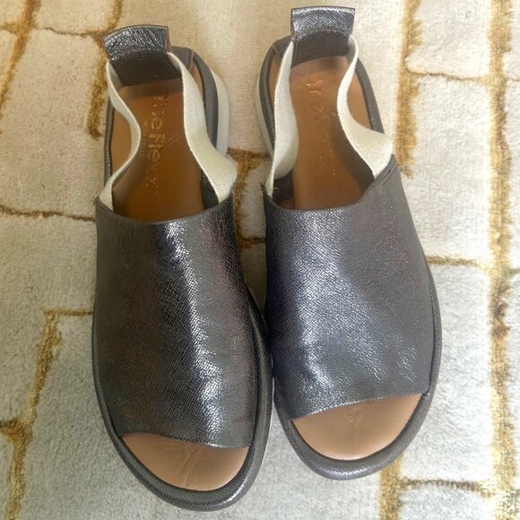 The FLEXX  women's sandals shoes "vera pelle" Leather pewter/silver EU38/US7 - Picture 1 of 6